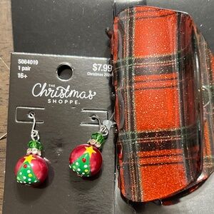 🎁Christmas Shoppe Hair Clip & Earrings